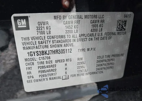 2017 Cadillac Escalade Luxury from USA, damaged, VIN 1GYS3BKJ7HR305112